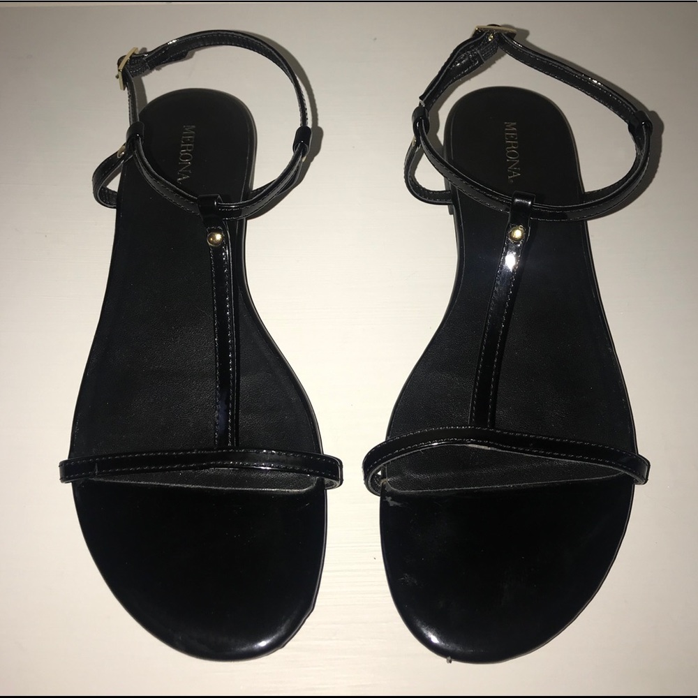 Merona T-strap Black Sandals